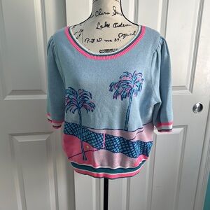 Lilly Pulitzer Blue and Pink Crew Neck Sweater